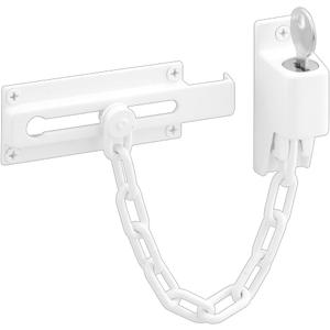 Prime-Line U 9872 Steel, White, Keyed Chain Door Guard (Single Pack)