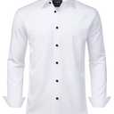 J.VER White Dress Shirt for Men Stretch Long Sleeve Formal Shirt Solid Business Casual Button Down Shirts for Wedding Prom