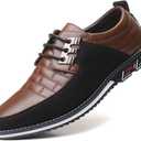 Mens Dress Shoes Casual Business Oxford Derby Orthopedic Leather Shoes Simple Lace-up Walk Loafers Flats Shoes for Men, Size 9
