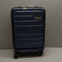 LUGGEX Carry On Luggage 22x14x9 Airline Approved, FLO5 Expandable Polycarbonate Suitcase with Front Pocket (FX-Core, Blue, 20 Inch)