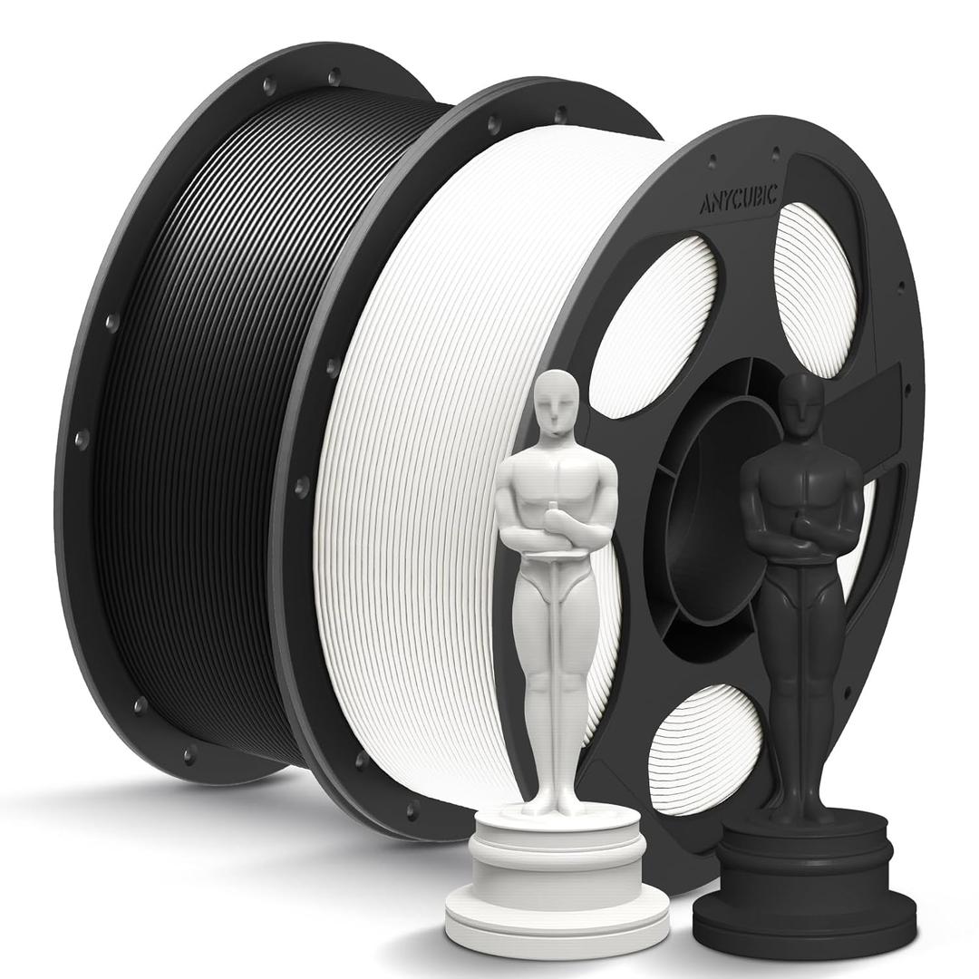 ANYCUBIC PLA+ 3D Printer Filament Bundle, PLA Plus 1.75mm Dimensional Accuracy +/- 0.02mm, Fit Most FDM 3D Printers, 1KG Reusable Spool, 2KG White+Black