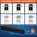 QuliMetal 17.5" Porcelain Enameled Flavorizer Bars for Weber Genesis 300 Series Compatible with Genesis E310, E320, E330, S310, S320, S330 (Front Control Knobs), Replacement for Weber 7620, 7621