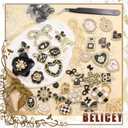 BELICEY Junk Case Charms Kit Black Vintage Bow Flower Big Charm for Junk Cases Elegant Heart Butterfly Phone Case Charms 3D Flatback Rose for Customizing DIY Craft