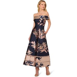 Adrianna Papell Off Shoulder Jacquard Dress, Large