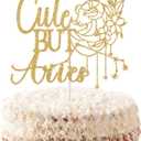 Cute But Aries Cake Topper, Aries Season Zodiac Birthday Party Decorations, March April Horoscope Astrology Birthday Decor, 12 Zodiac Constellation Bday Decorations Gold Glitter
