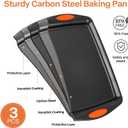 3-Pack Baking Sheet Pan Set, Nonstick Cookie Sheets with Orange Silicone Handles, Easy to Clean Bakeware Trays for Oven Roasting & Baking