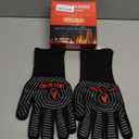 QUWIN BBQ Gloves, Oven Gloves 1472 Extreme Heat Resistant, Grilling Gloves Silicone Non-Slip Oven Mitts, Kitchen Gloves for BBQ, Grilling, Cooking, Baking-1 Pair (Black, One Size(Long Cuff))