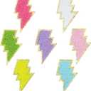 Self Adhesive Embroidered Chenille Patches, Patches Stickers for Backpacks Hats Clothing Shoes (7 PCS - Lightning)