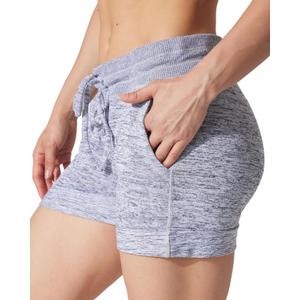 90 Degree By Reflex Womens Soft Sweat Shorts High Waisted Drawstring Lounge Shorts with Pockets (Medium, Heather Grey)