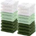 Breling 20 Pcs Baby Muslin Washcloth 12 x 12 Inch 100% Cotton Soft and Absorbent Muslin Washcloth Burp Cloth Wipe Newborn Face Towel for Baby Boy Girl Sensitive Skin(White, Light Green, Green)