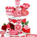 19Pcs Galentines Day Decorations Tiered Tray Decor, Galentines Gnome Heart Centerpieces Sign, Be My Galentine Table Decorations for Ladies Party Home Kitchen Living Room