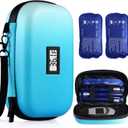 Medicine Cooler for Travel TSA Approved with Temperature Display - Refrigerated Medication Cooler Case for Travel with 2 Ice Pack (Medium, Medium-mix blue)