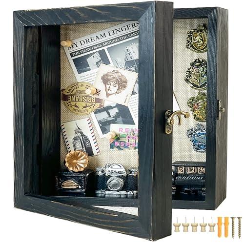 Black Shadow Box Frame 8x10 Shadow Boxes 2.6" Interior Depth Memorial Shadow Box Display Case with Linen Back for Handicrafts,Flowers, Picture Frames, Medals, Coins, Pins Collection and More