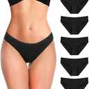 YADIFEN 5 Pack Cotton Underwear for Women Hipster Panties Low Briefs Bikini Underwears XL