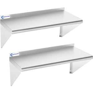 Stainless Steel Shelf 2 Pack 12"x24", Wall Mounted Metal Shelves
Commercial Kitchen Shelf, 260LB Heavy Duty Stainless Steel Floating Shelving for Restaurant, Garage, Laundry Room, Home
