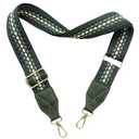 Adjustable Purse Strap with Green Leather End - 1.5" Wide Handbags, Camera, Guitar, Phone & Crossbody Bag Replacement Shoulder Straps(Gold Hardware)