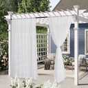 RYB HOME Sheer Curtains for Living Room, Mosquito & Voile Sheer Extra Long Waterproof Privacy Added Curtains for Porch Yard Pergola Balcony, W 54 x L 120 inches, White, 2 Panels Set