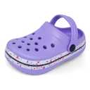 Toddler Girls Boys Clogs Stripe Band Classic Garden Clogs Children Little Kids Slip on Slides Sandals Slippers Indoor Outdoor Shower Beach Pool Water Shoes Purple (Purple)