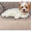 JOEJOY Rectangle Dog Bed for Large Medium Small Dogs Machine Washable Sleeping Sofa Non-Slip Bottom Breathable Soft Puppy Bed Durable Orthopedic Calming Pet Cuddler, Multiple Size, Beige (20.0"L x 19.0"W x 6.0"Th)