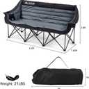 Huskfirm 3 Person Camping Chairs Folding Double Camping Chair Portable Oversized Loveseat Padded Camp Chair Heavy Duty Camping Couch for Adults Outdoor Lawn with Two Cup Holders and Carry Bag, 78 Inches X 18 Inches X 36.6 Inches