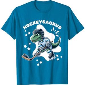 Hockeysaurus FunnyDinosaur Hockey Kids Hockey Boy T-Shirt (Small, Black)