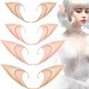 4 Pair Fairy Pixie Elf Ears Cosplay Elf Ear Soft Pointed Tips Anime Party Dress Up Costume Masquerade Accessories for Halloween Christmas Party (Nude & Brown)