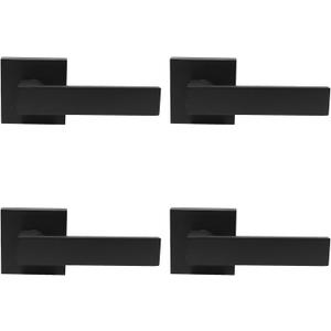 Probrico 4 Pack| Dummy Door Handles in Matte Black, Non-Turning Interior Door Levers, Heavy Duty Reversible Indoor Handles for Closet Pantry