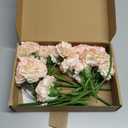 Artificial Carnations Pink Silk Flowers 15pcs Fake Carnation Artifcial Flowers with Stems for Home Decor Wedding Bridal Bouquet Anniversary Birthday Floral Arrangements (Pink in White)