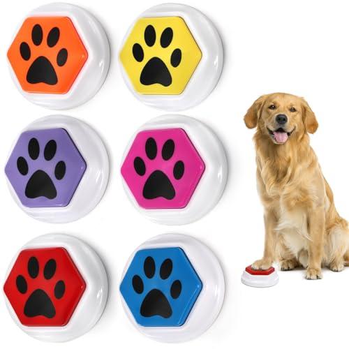Okllen Set of 6 Recording Buttons, Voice Dog Buttons for Communication, 30 Seconds Recording & Playback, Pet Training Buzzer for Cat, Puppy, Pet Training, Material Safety (Battery Not Included)