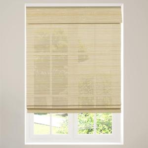 CALYX INTERIORS Cordless Bamboo Roman Shade Blind, Light Filtering, 46.5" W x 48" H, Ceylon Natural, Neutral and Yellow Wood Tones. Limited Privacy