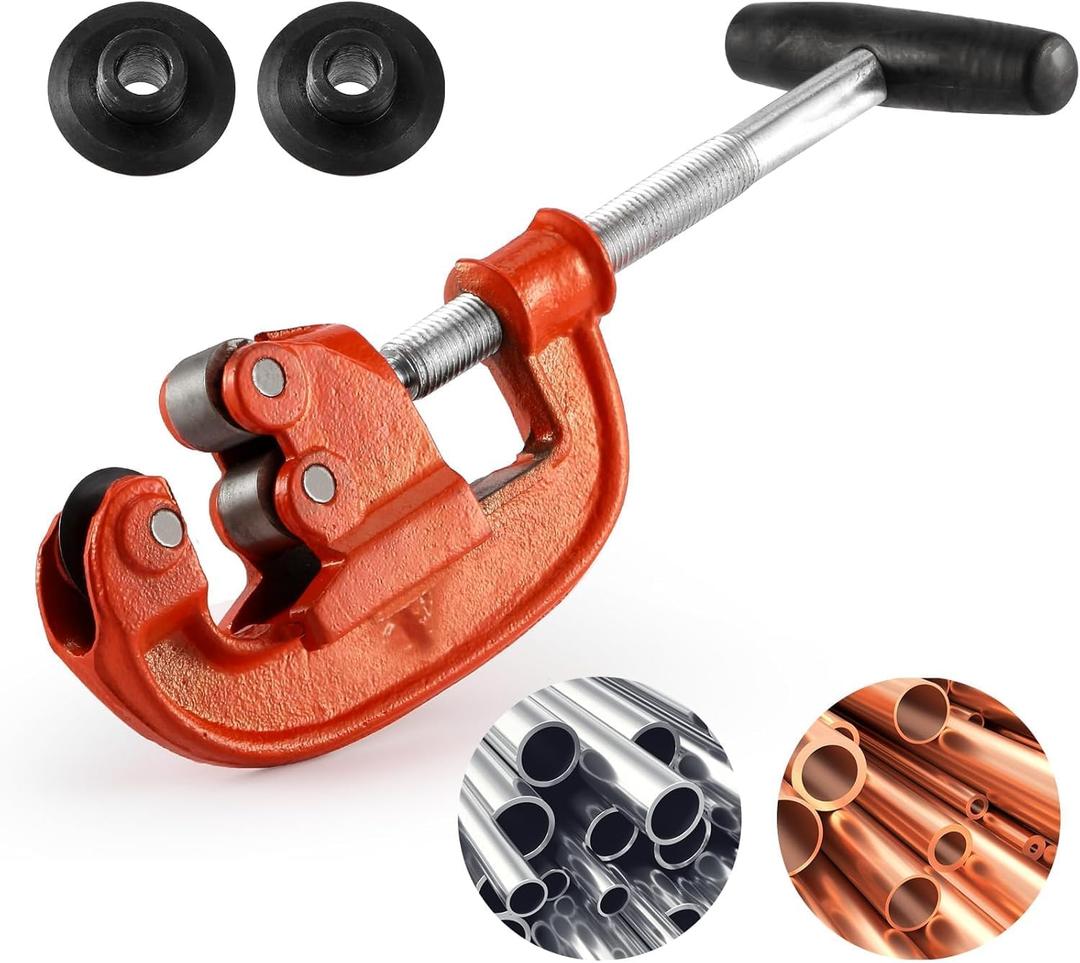 Professional Pipe Cutter Tool for 1-3" Pipes, Heavy Duty Metal Tube Cutter to Galvanized Pipe, Ironr, and Pipe Copper, Metal Tube Cutter Great With 2 additional blades for Plumbers or Metalworkers