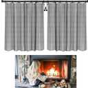 Fireplace Mesh Screen Curtain Kit with Adjustable Fireplace Curtain Rod, Adjustable Fireplace Screen Panels 19" H × 27.5" W Black Matte