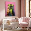 ISXGDWFH Dopamine Animal Otter Drinking Cocktail Minimalist Art Animal Lover Preppy Dorm Decor Fashion Poster Canvas Wall Art Print Bedroom Living Room Bathroom Weird Animal Art (16x24inch Framed, A03)