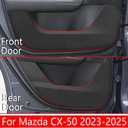 Car Door Anti Kick Pad for Mazda CX-50 CX50 2023 2024 2025 2026Door Protector Mat Anti Dirty Anti Collision Stickers Inner Door Anti Kick Decorative Protection Accessories Set of 4 Black