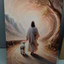 Framed Jesus Canvas Wall Art Jesus Lamb Wall Decor Gallery Decor Unique Print Wall Decor for Living Room Bedroom Church Christian Decor 16x24 Inch Ready to Hang