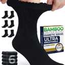 Pembrook Diabetic Socks for Women - 6 Pairs Cable Knit Viscose Bamboo Socks Woman, Non-Binding Top, Moisture-Wicking