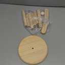 Bucherry 1 Pack Baby Clothes Display Stand Wooden Baby Shower Centerpiece Adjustable Height Circle Shaped Dress Hanger Doll Dress Outfit Stand Rack Hand Assembled Hangers Display Set (Wood Color)