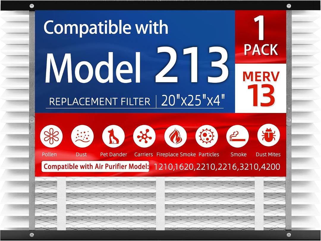1 Pack, 213 Replacement Filter, Compatible with AprilAire 213 Whole House Air Purifiers Models,1210,1620,2210,2216,3210,4200,MERV 13 HVAC Furnace Filter Replacement,20x25x4inch Air Filter