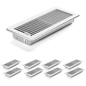 8Pcs Floor Vents Floor Registers 4x12 Inch, Heavy Duty Metal Hot Air Vent Covers 4x12 Inch with Rust-Proof Finish for Home Heater Floor Vent Grilles and Vents (White)