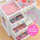 Giggle & Honey Princess Musical Jewelry Box for Girls Kids Music Box with Drawers, Fairytale Gifts for Girls Birthday, Princess Jewelry Boxes for Ages 3-10
