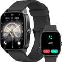 YMZ Smart Watch for Men Women, IP68 Waterproof, Bluetooth Calling, Fitness Tracker, Sleep Monitoring, 1.85'' DIY Dial, AI Built-in, 7 Days Battery, Compatible with Android & iOS (Pitch black)