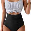 Eomenie Women's One Piece Swimsuit Tummy Control Slimming Bathing Suit Cutout Tie Knot Swimwear XL