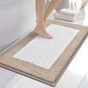 anllugs Bathroom Rugs 24" x 36", Non-Slip Extra Soft Absorbent Bath Rugs, Machine Washable Quick Dry Bath Mats for Bathroom Floor, Shower, Bathtub and Sink, Beige & White