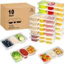 MACTANO 8 OZ Reusable Snack Containers with Lids, New 3 Compartment Condiment Snack Pack Containers 10 Sets