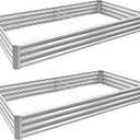 8x4x1ft (2 Pack) Raised Garden Bed Kit, Galvanized Planter Box Outdoor, Metal Raised Garden Beds for Flower,Vegetables, Herb,Sliver