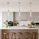 Pendant Lights Kitchen Island, 6500K Modern Kitchen Island Lights Brushed Nickel, 3 Pack Ceiling Lighting Fixtures with Crystal Bubble, Integrated LED Hanging Light for Dining Room Restaurant