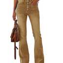 Koinshha Womens High Waisted Jeans Boyfriend Stretch Flare Casual Bootcut Denim Pants Khaki, size 6