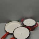 Hisencn Enameled Cast Iron Cookware Set - 7 Piece Dutch Ovens Set, Sauce Pan, Skillet, 3 Lids, Pots and Pans Set, Ceramic Coated Cast Iron, Heavy Duty, Gas/Induction Compatible, PFA Free, Rouge Red