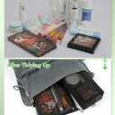 3 x 4 Pack Mesh Cosmetic Bags, Nylon Mesh Makeup Bags Set, Multipurpose Makeup Pouches, Travel Essentials Beauty Bag Set(Black) (Cube+Flat)