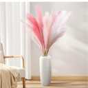 SeptCat 9 Pcs 45" Pampas Grass Tall Pink White Decor Faux Dried Fluffy Fake Long Light Pink Pompas Artificial Pompous Stems Bouquet Flower Vase Filler Home Wedding Room Wall Decoration